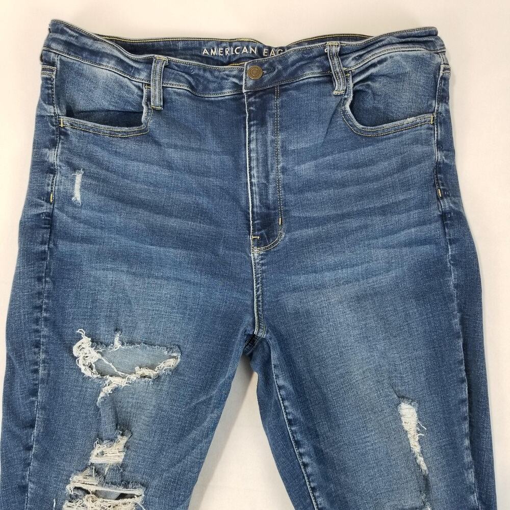 American Eagle Jeans Womens 18 Short Hi-Rise Jegging Super Stretch Distressed - Picture 3 of 11